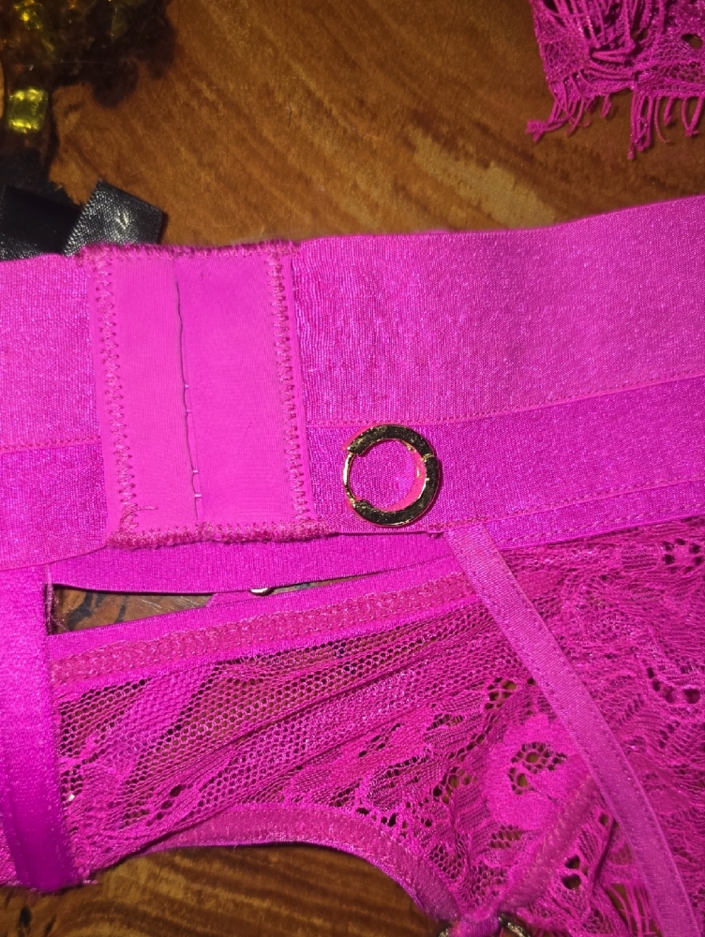 Hot Pink Lace Trim Bodysuit with Garter Straps Its use 3 Little damage - Picture 10 of 14